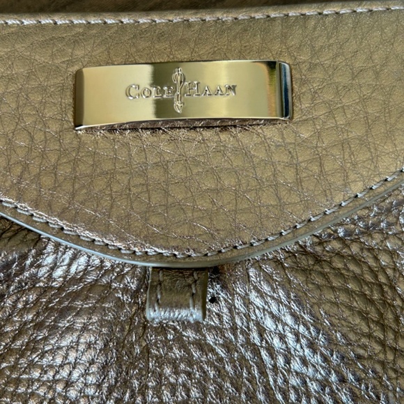 Cole Haan gold leather Womens Clutch Purse Party Evening Luxury Metallic - Picture 3 of 10